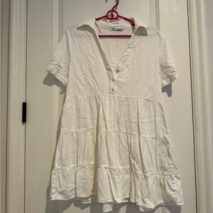 Zara Relaxed Fit Button Up White Dress